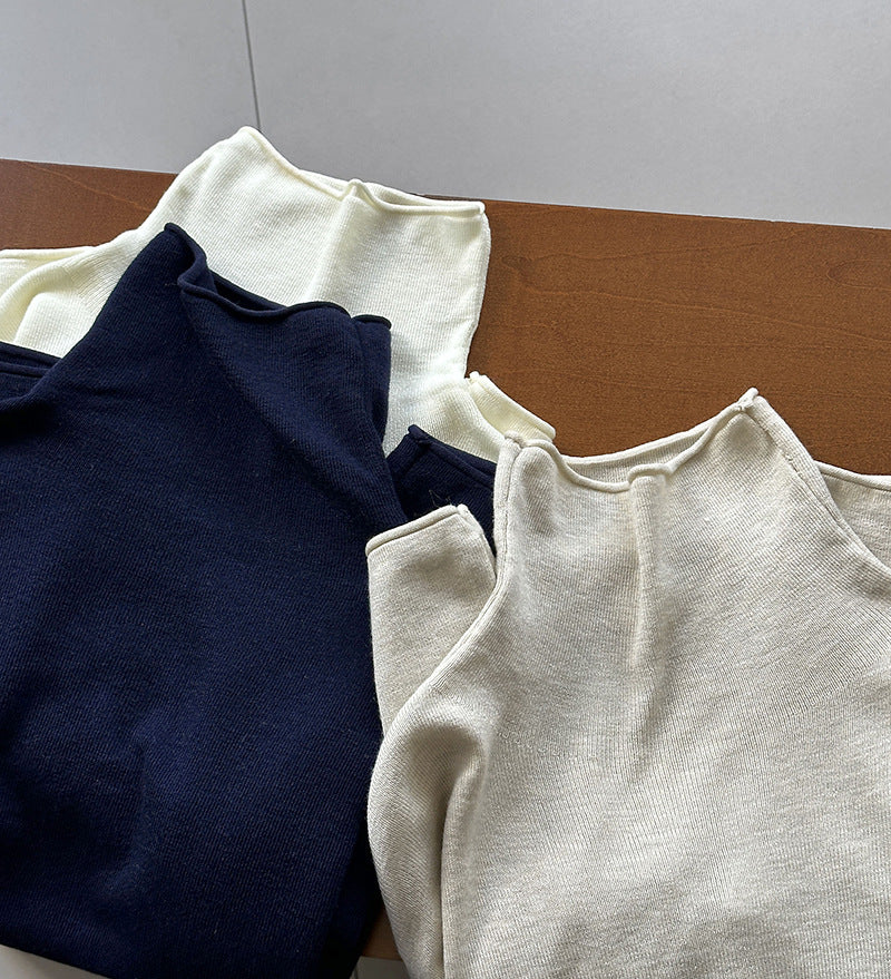 五分袖半高領百搭寬鬆上衣-五色