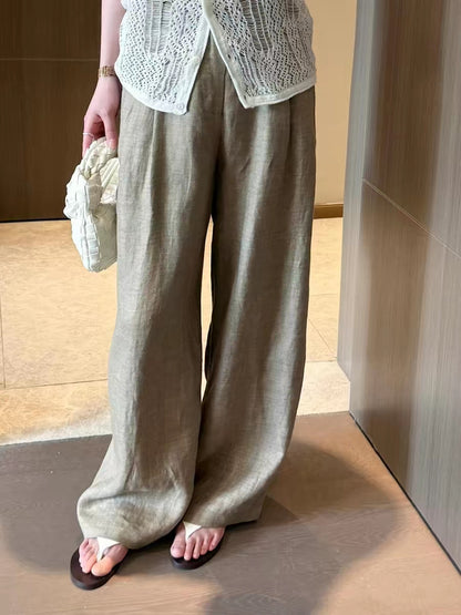 城市風格鬆弛感棉麻寬鬆闊腿褲