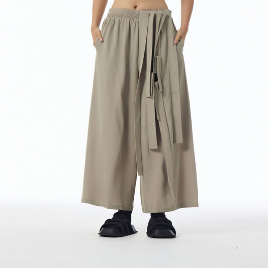 2026新款/暗黑風設計款立體拼接造型九分寬褲