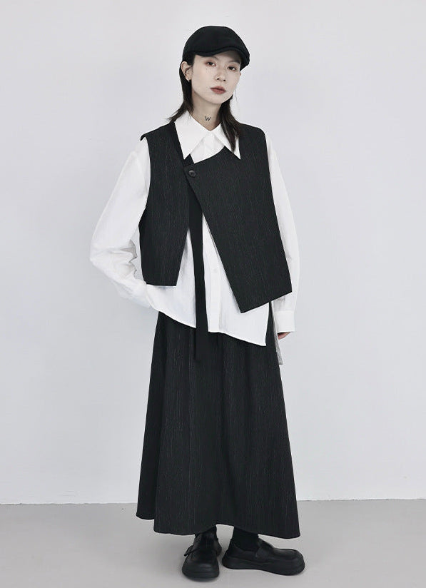 色織布料疊穿造型背心坎肩