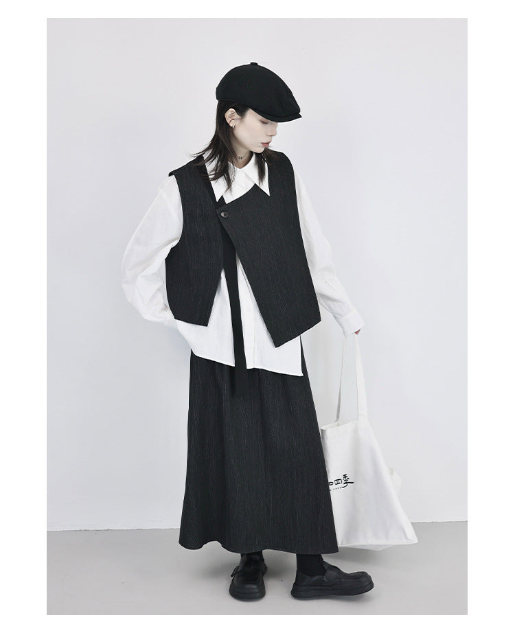 色織布料疊穿造型背心坎肩