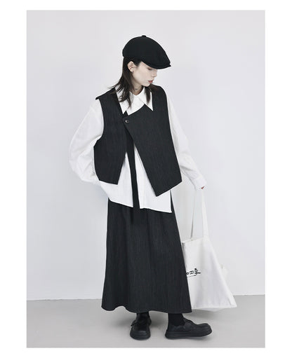 色織布料疊穿造型背心坎肩