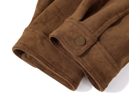 年輕感鹿皮絨英倫復古短夾克