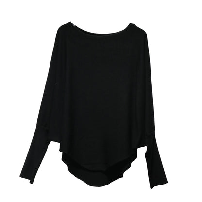 法式慵懶蝙蝠袖船型領大寬T恤