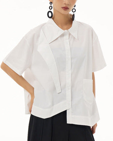 2026新款/飛領片設計款寬版五分袖襯衫