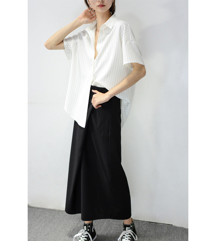 可鹽可甜～一顆扣不對稱八分裙