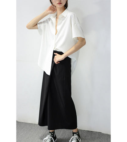 可鹽可甜～一顆扣不對稱八分裙