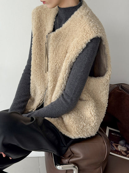 毛絨絨羊羔高質感造型保暖背心