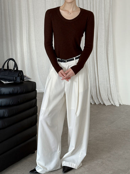 大圓領合身打底衫-四色