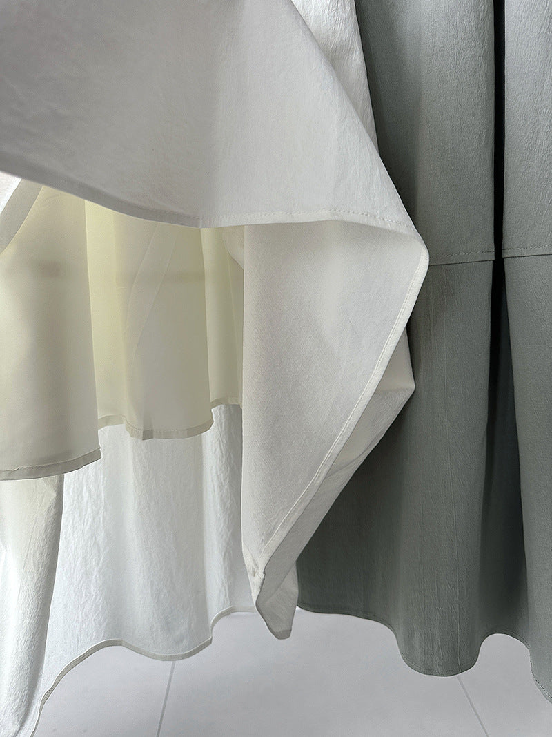 拼接顯高A字荷包裙