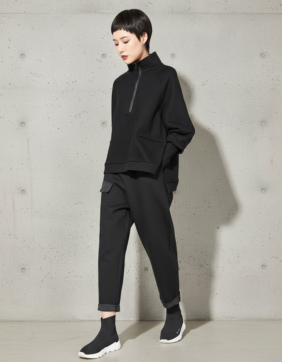 超熱銷/ 假兩件袖子套頭時尚寬鬆衛衣