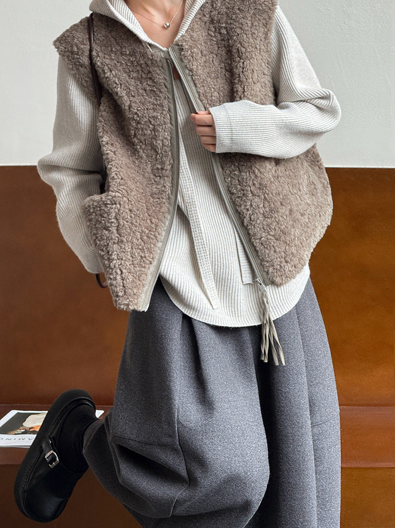 毛絨絨羊羔高質感造型保暖背心