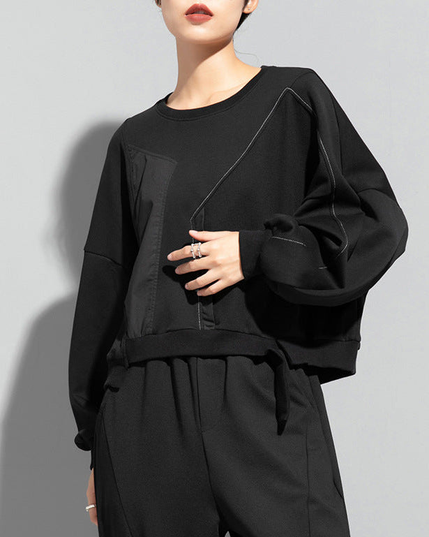 蝙蝠袖寬鬆短版衛衣
