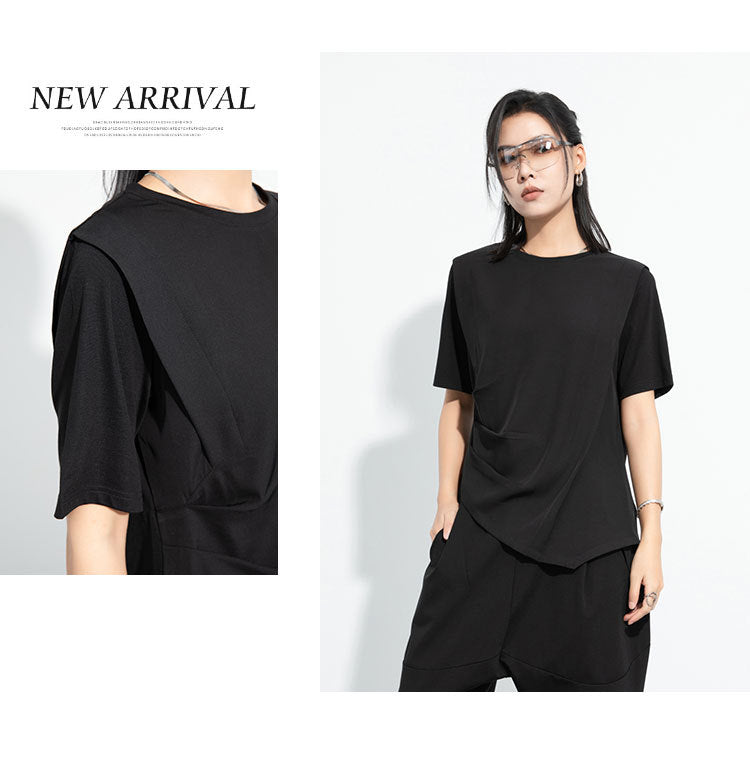 魅力新品/立體抓肩冰絲羅馬摺垂墜Ｔ恤