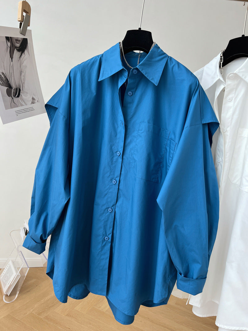 法式設計感風衣型造型襯衫