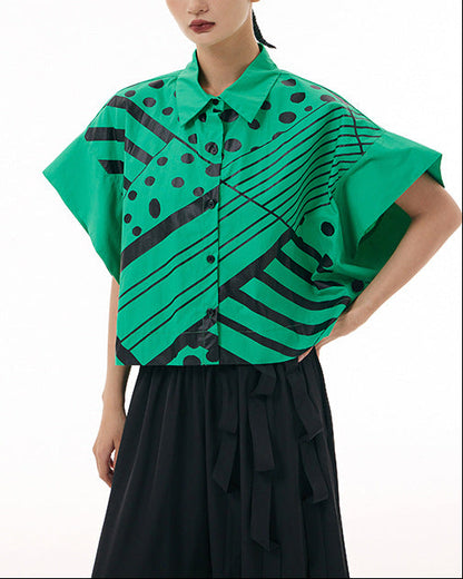 2026春夏新款蝙蝠幾何印花襯衫 AB3