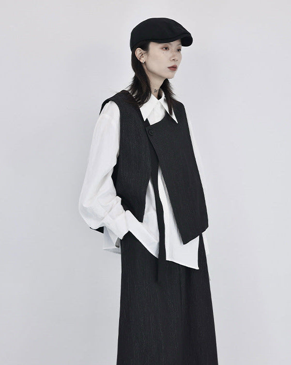 色織布料疊穿造型背心坎肩