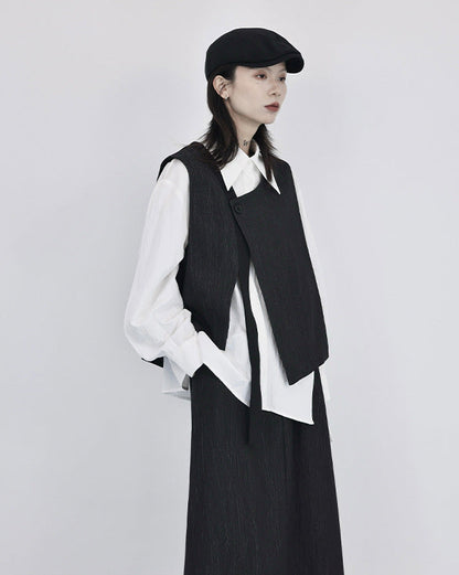 色織布料疊穿造型背心坎肩