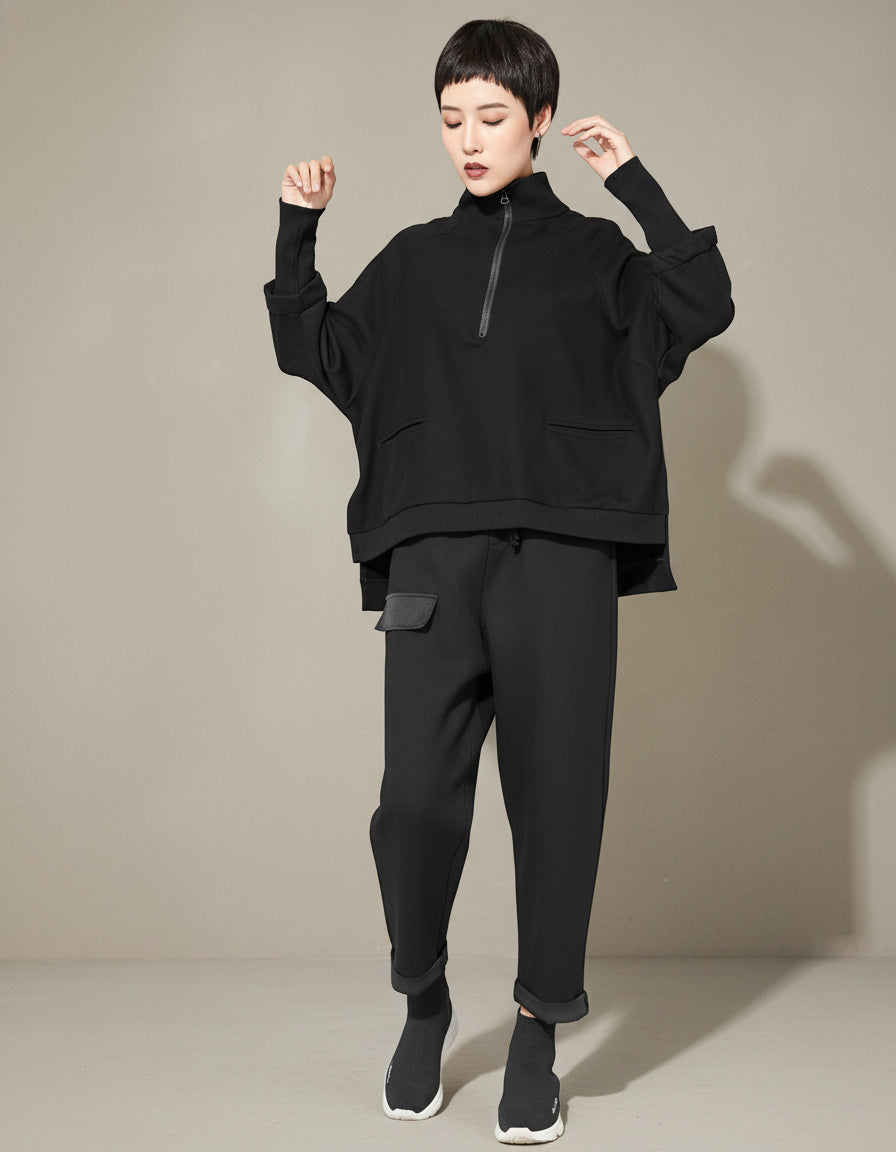 超熱銷/ 假兩件袖子套頭時尚寬鬆衛衣