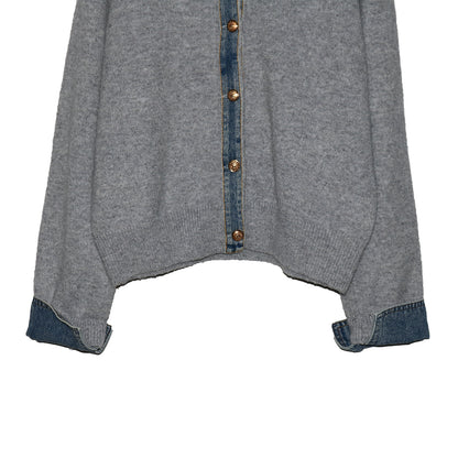 城市風格牛仔領毛衣外套