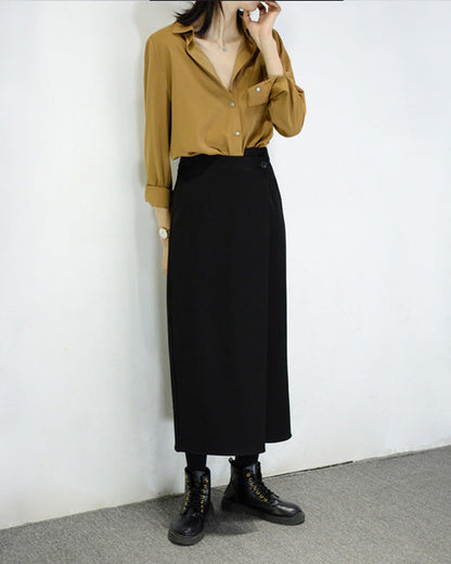 可鹽可甜～一顆扣不對稱八分裙