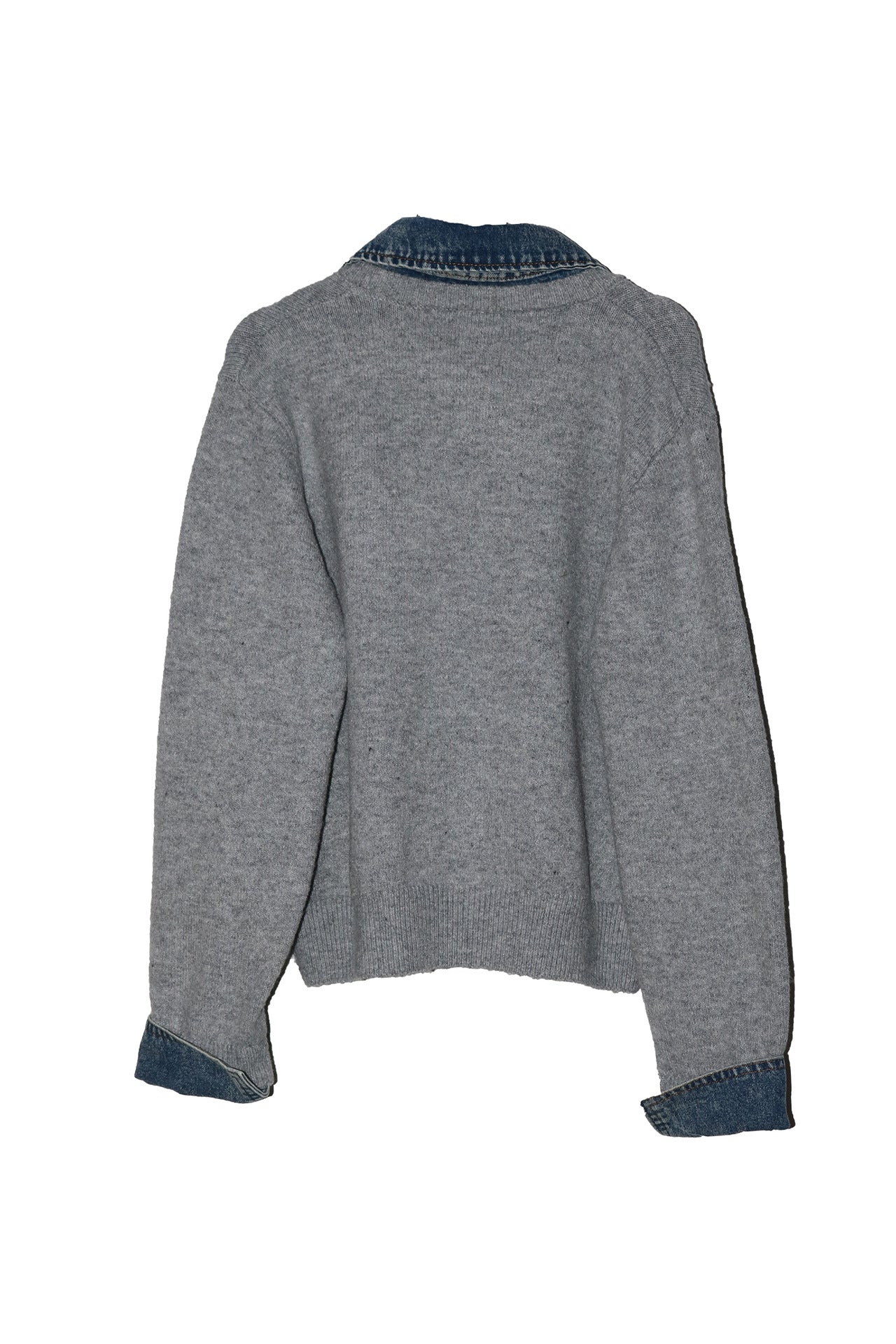 城市風格牛仔領毛衣外套