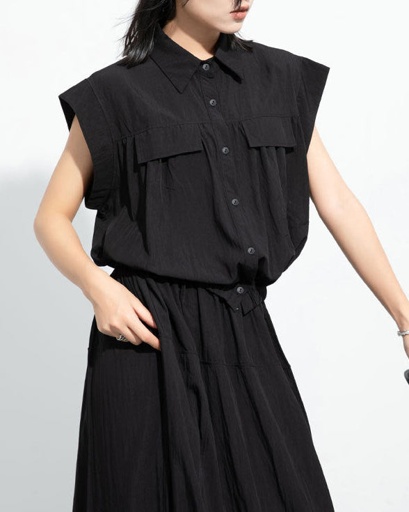 2026新款/個性設計款收腰無袖背心襯衫