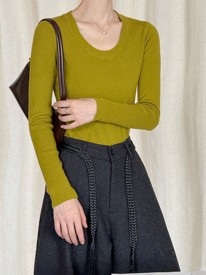 大圓領合身打底衫-四色