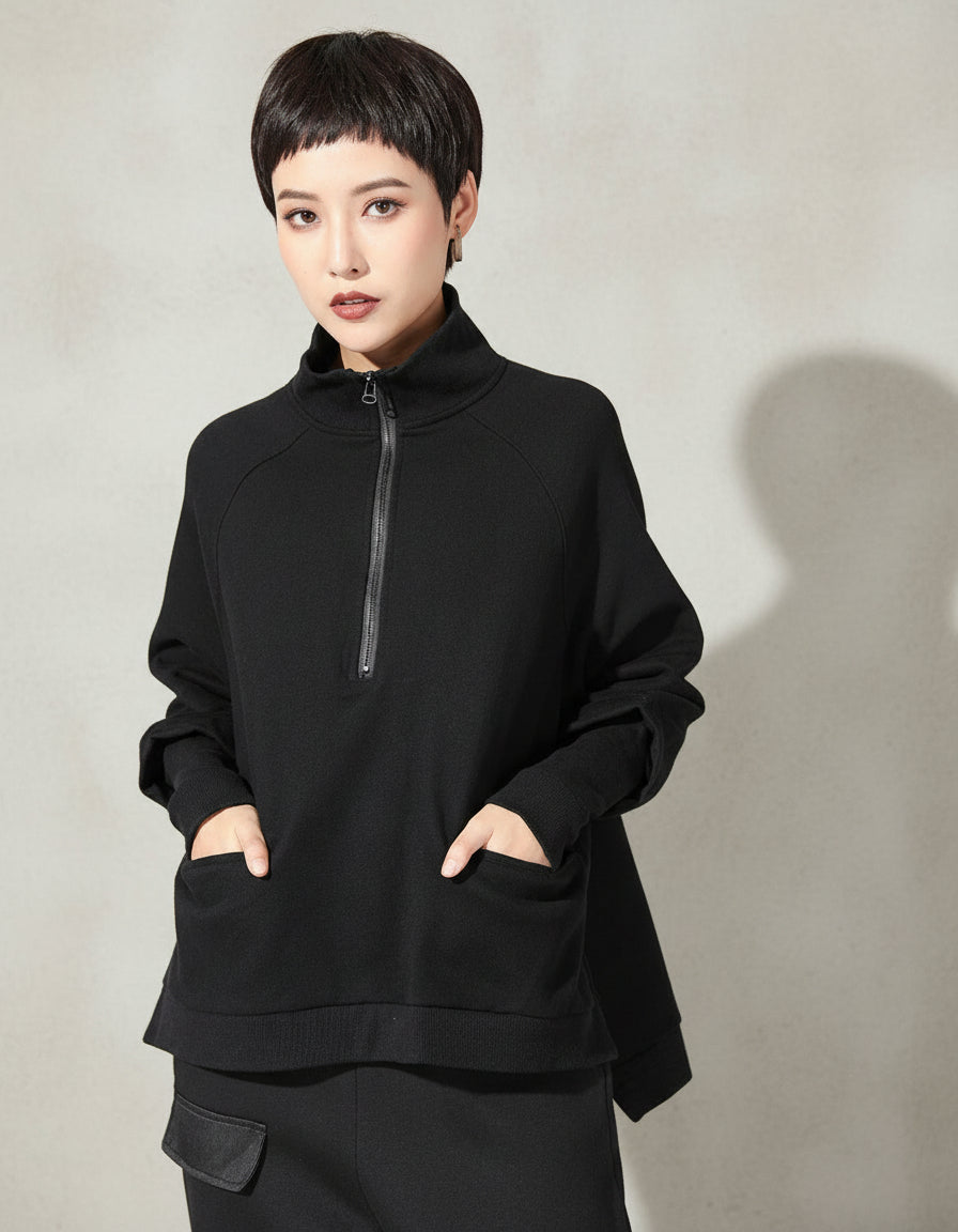 超熱銷/ 假兩件袖子套頭時尚寬鬆衛衣