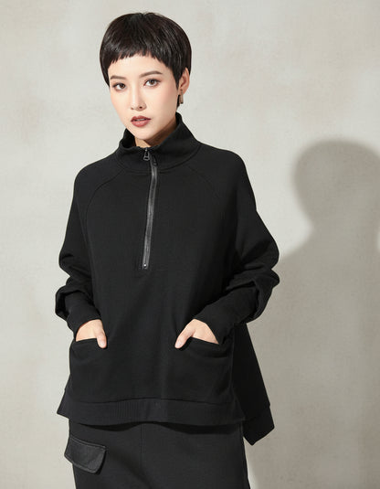 超熱銷/ 假兩件袖子套頭時尚寬鬆衛衣