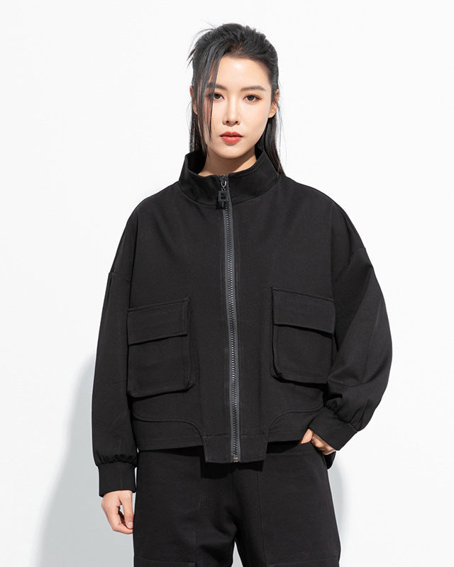 立領蝙蝠袖寬鬆時尚外套