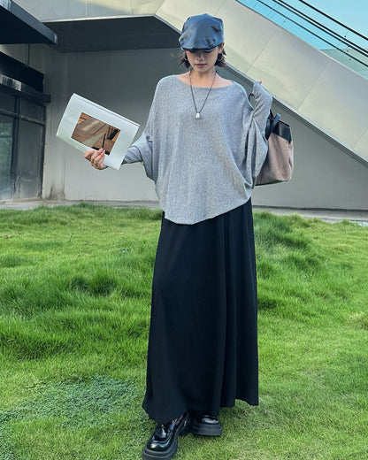 法式慵懶蝙蝠袖船型領大寬T恤