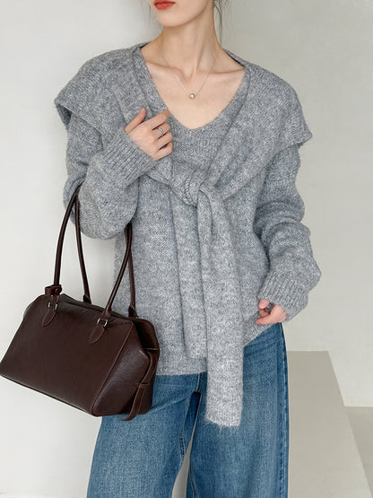 溫柔感！小姐姐毛衣＋海軍披肩（含羊毛8802）