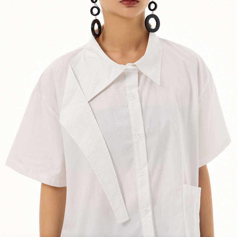 2026新款/飛領片設計款寬版五分袖襯衫