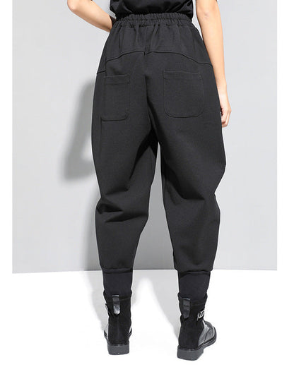 秋冬拉鍊拼接設計款個性縮口褲8857