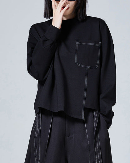 口袋設計個性簡約百搭上衣