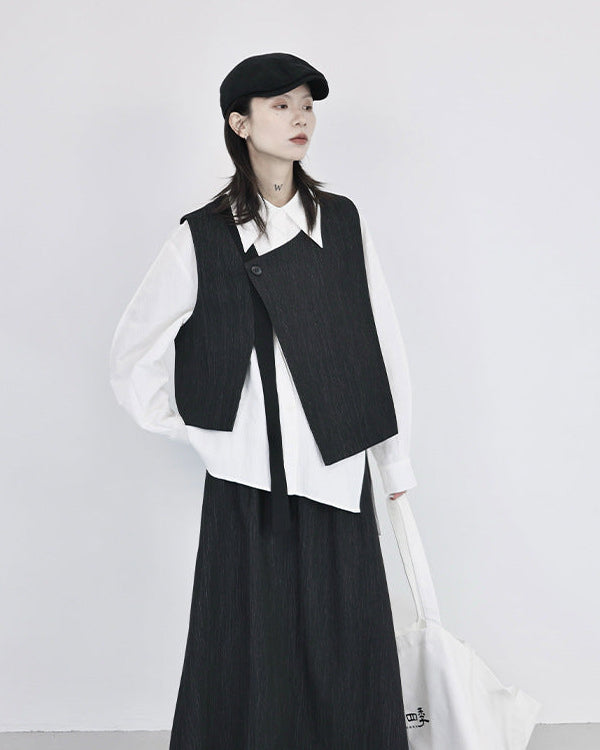 色織布料疊穿造型背心坎肩