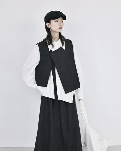 色織布料疊穿造型背心坎肩