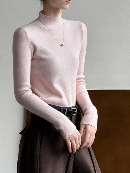 小高領修身毛衣打底上衣-三色