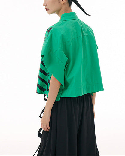 2026春夏新款蝙蝠幾何印花襯衫 AB3