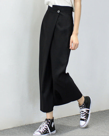 可鹽可甜～一顆扣不對稱八分裙