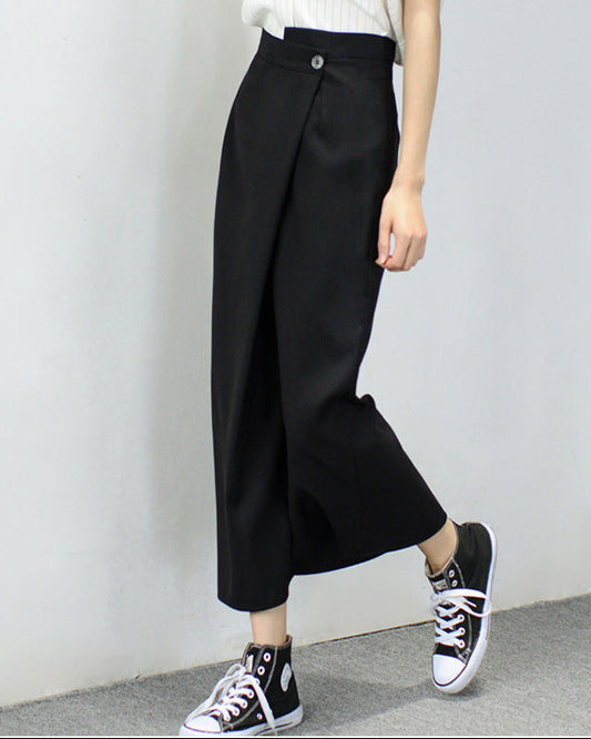 可鹽可甜～一顆扣不對稱八分裙