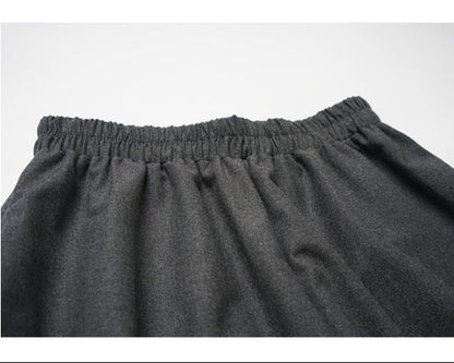 西裝料垂感抓摺花苞裙褲