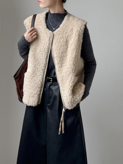 毛絨絨羊羔高質感造型保暖背心