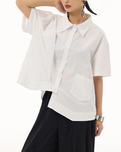 2026新款/飛領片設計款寬版五分袖襯衫