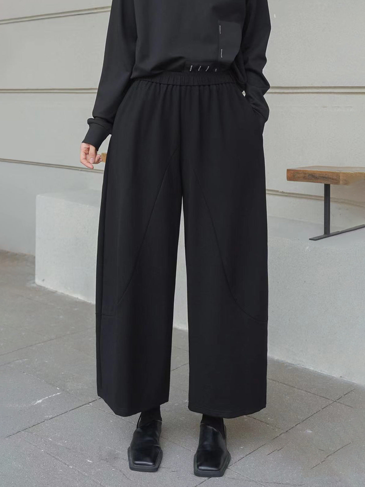 設計感寬直筒九分褲