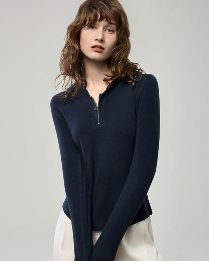 小拉鍊連帽針織上衣