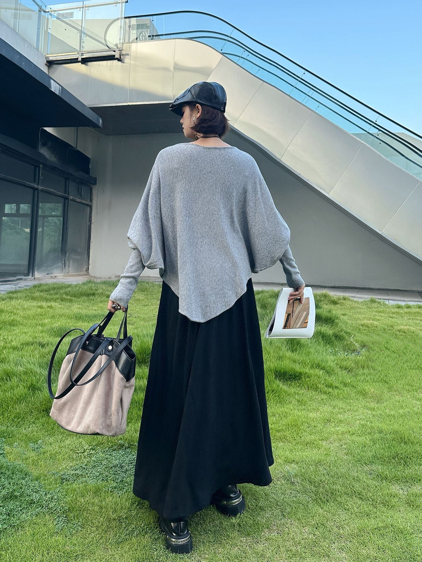 法式慵懶蝙蝠袖船型領大寬T恤