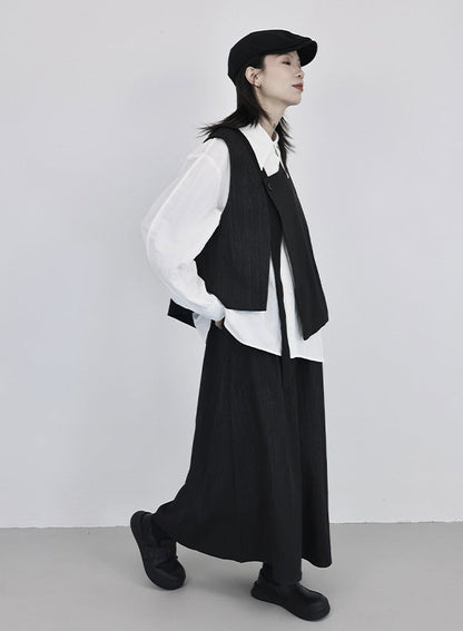 色織布料疊穿造型背心坎肩