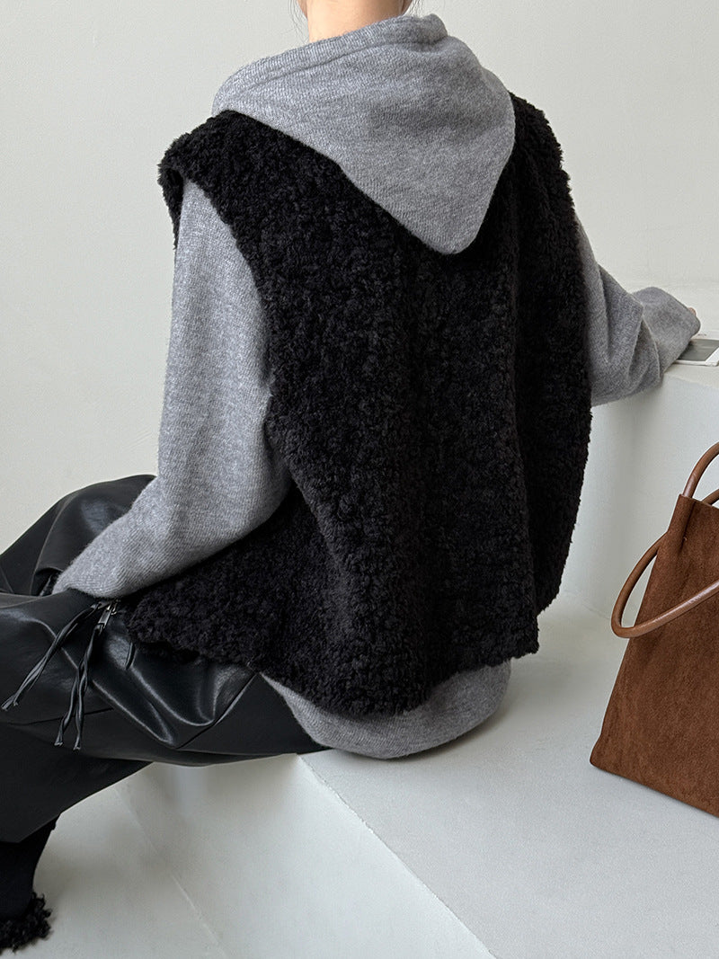 毛絨絨羊羔高質感造型保暖背心